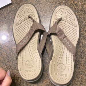Almost new Croc Flip Flops brown size 8